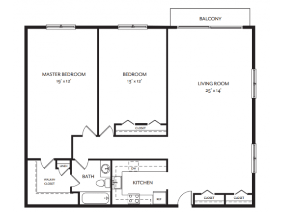 Taymil Andover Place 2 Bedroom 1 Bathroom E Floor Plan